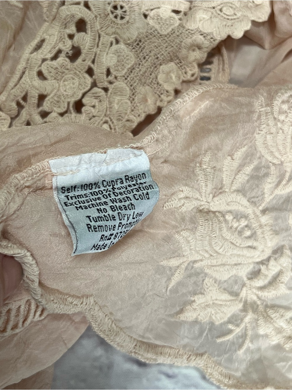 Johnny Was blush pink swing tunic Top Embroidered floral lace feminine Boho XS - Picture 7 of 8